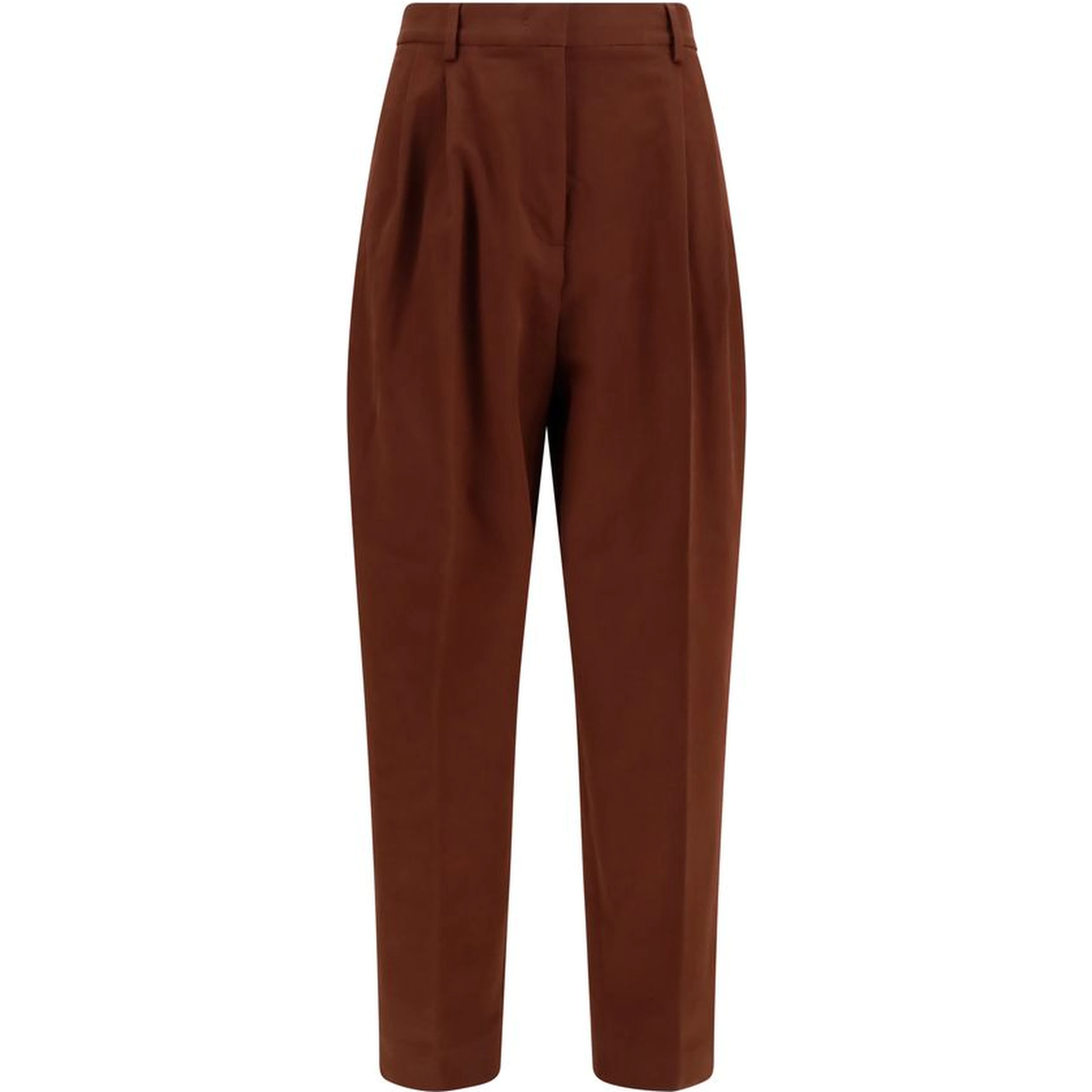 Brown Cotton Casual Pants