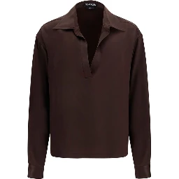 Brown Silk Dress Shirt