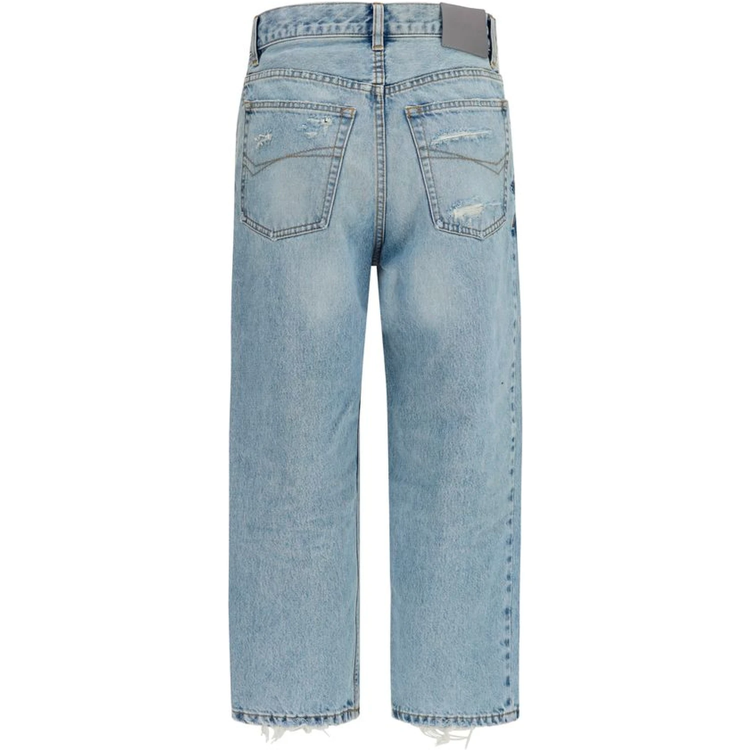 Blue Cotton Cropped Jeans