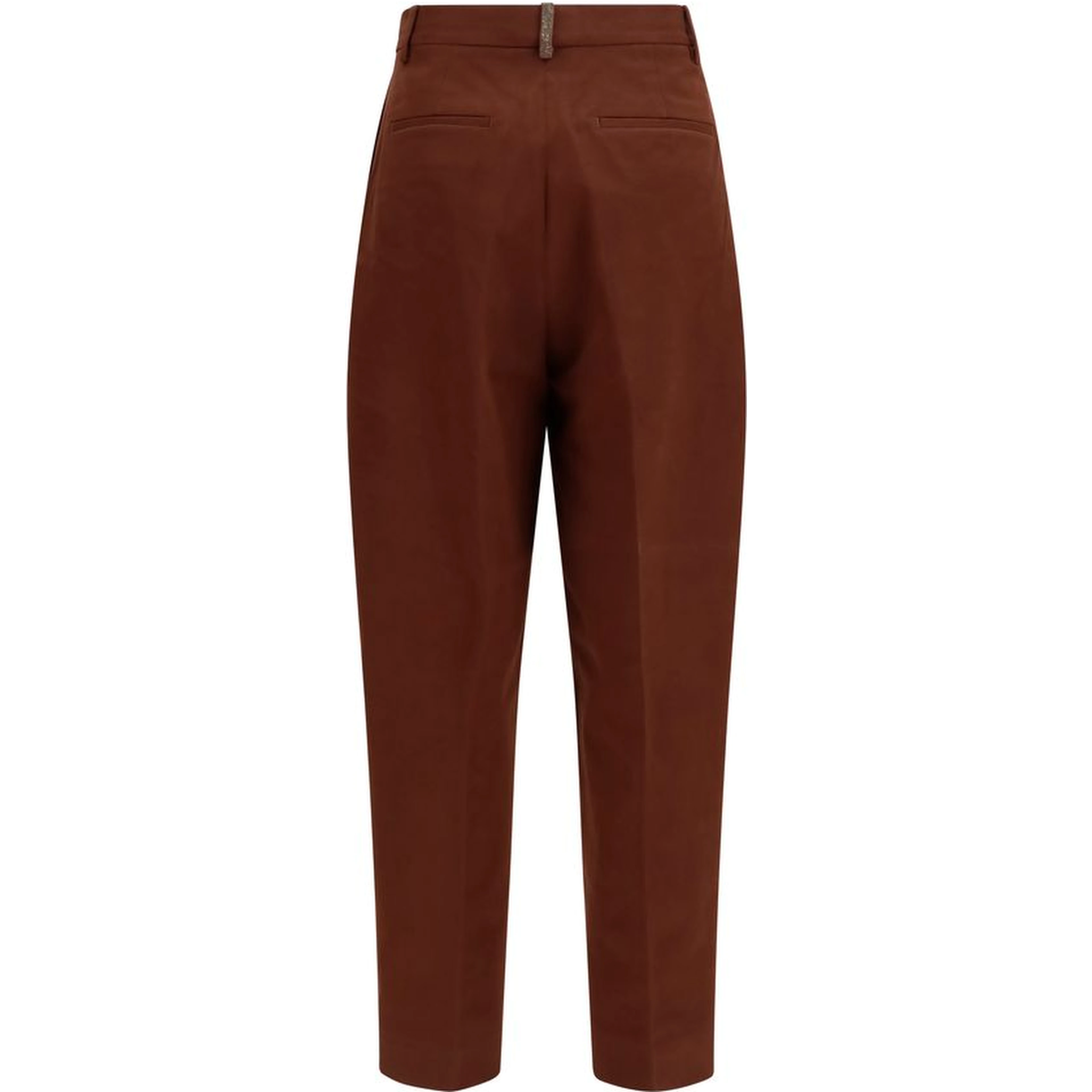 Brown Cotton Casual Pants