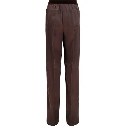 Brown Silk Casual Pants