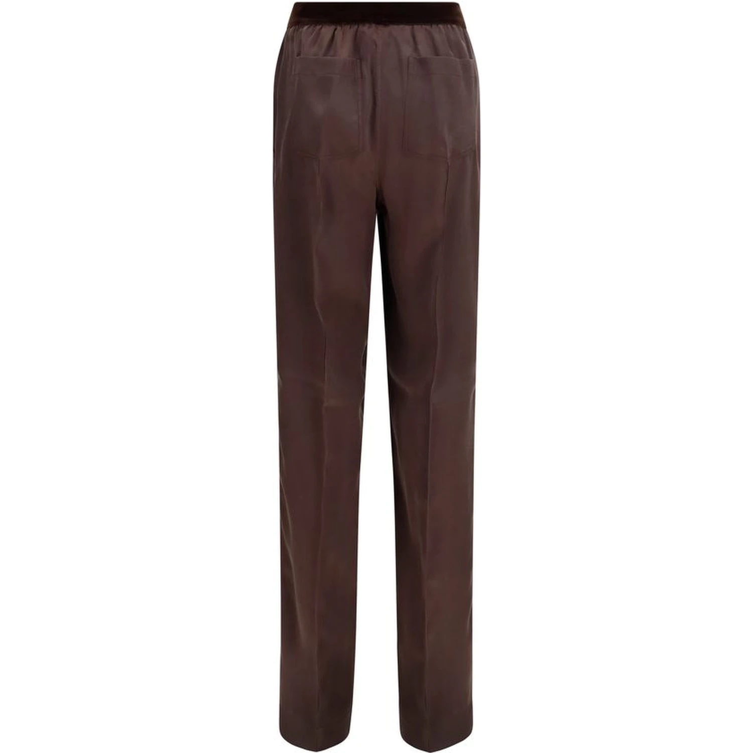 Brown Silk Casual Pants