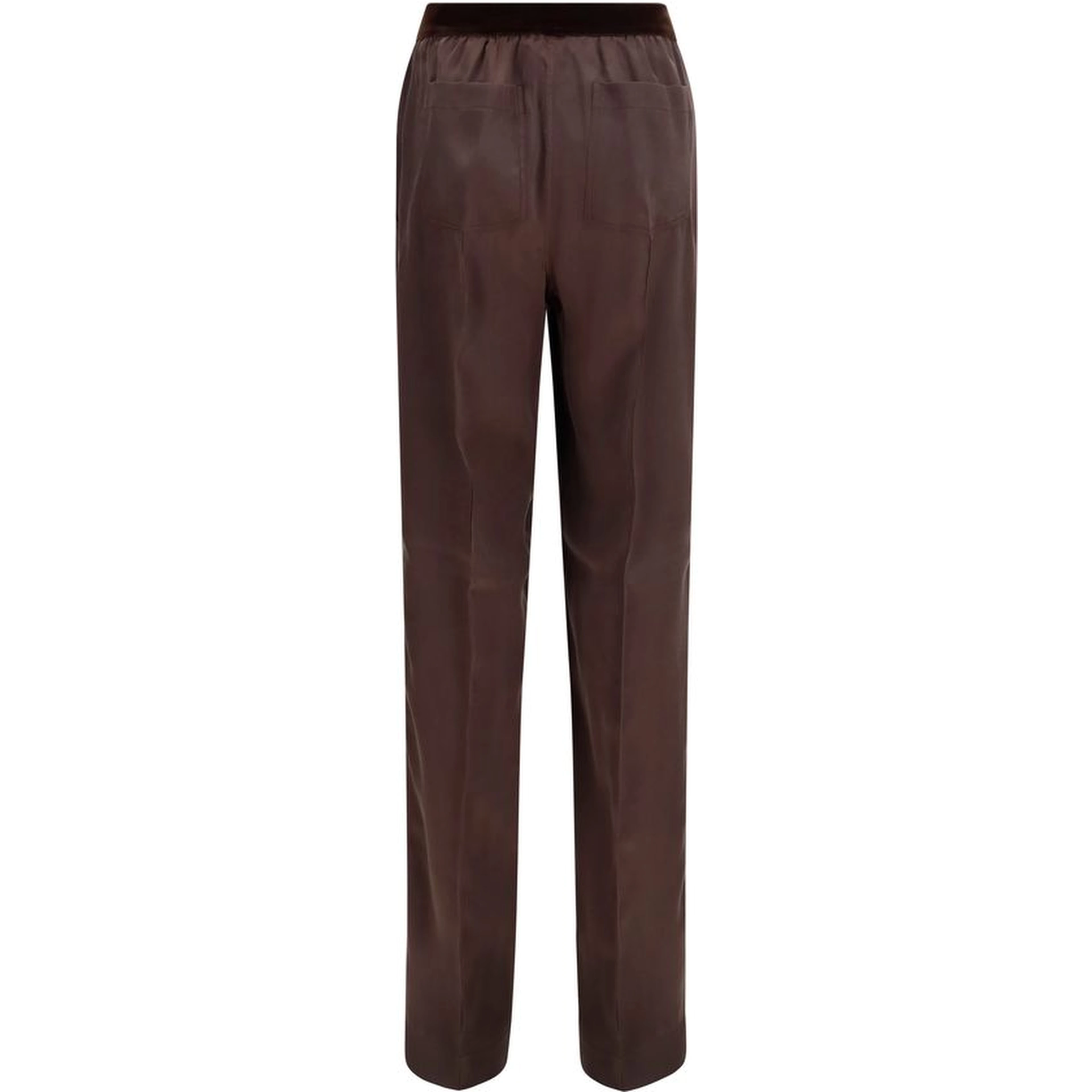 Brown Silk Casual Pants