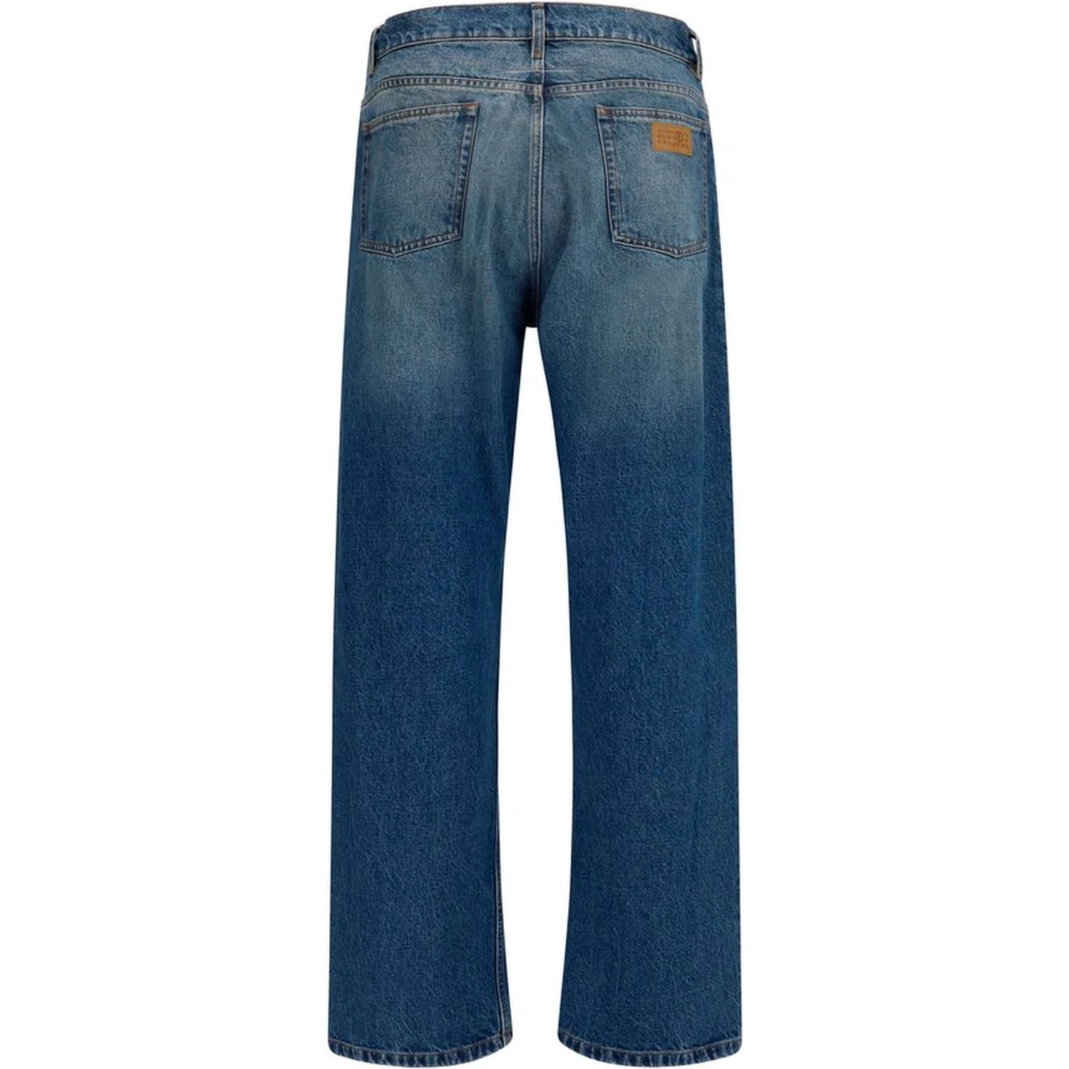 Blue Cotton Straight-Leg Jeans
