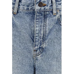 Blue Cotton Cropped Jeans
