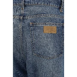 Blue Cotton Straight-Leg Jeans
