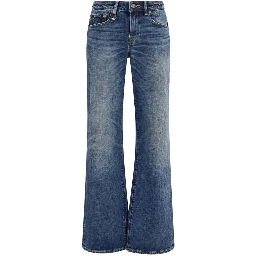 Blue Cotton Straight-Leg Jeans