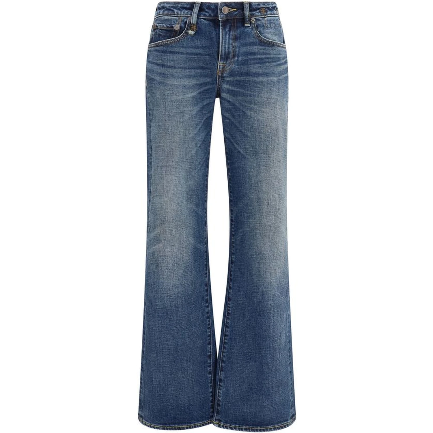 Blue Cotton Straight-Leg Jeans