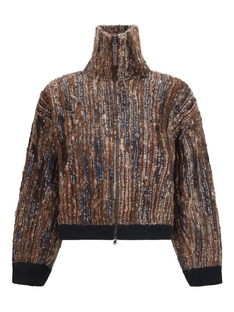 Brown Mohair Full-Length Jacket