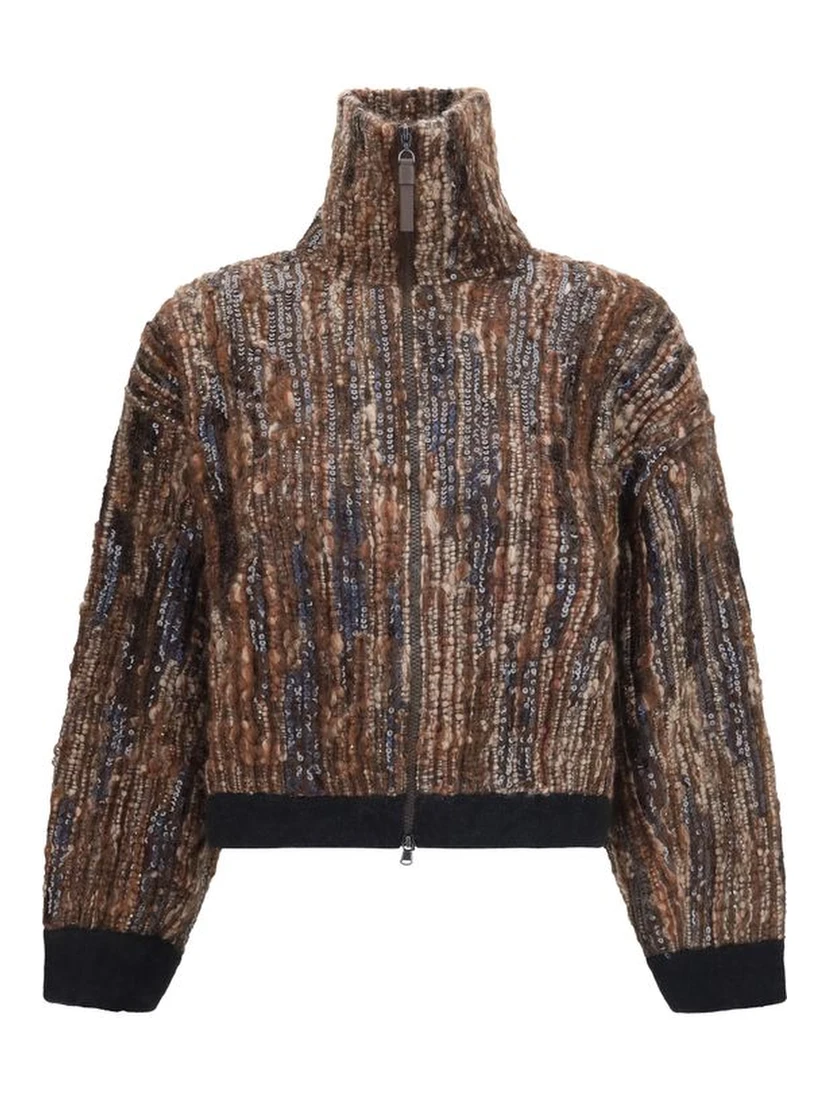 Brown Mohair Full-Length Jacket