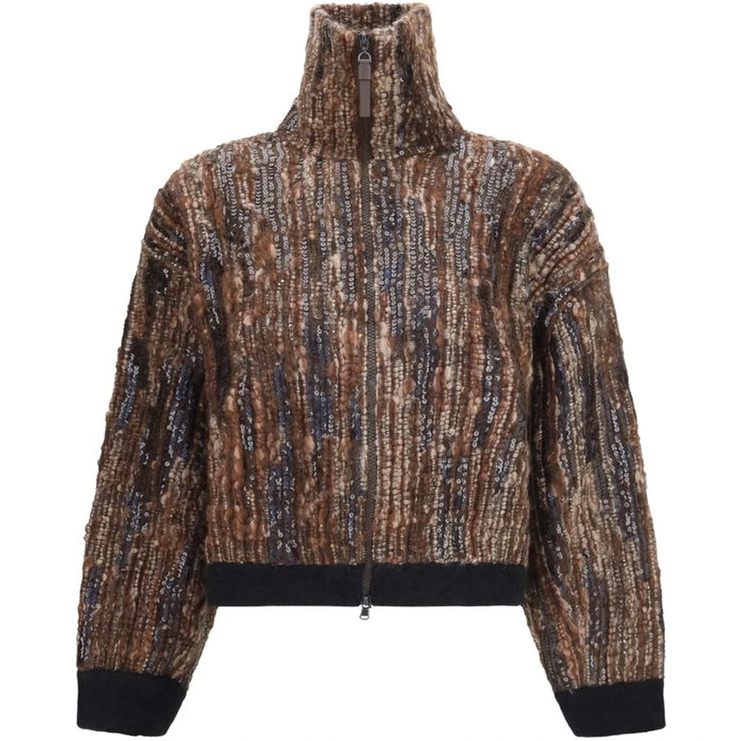 Brown Mohair Full-Length Jacket