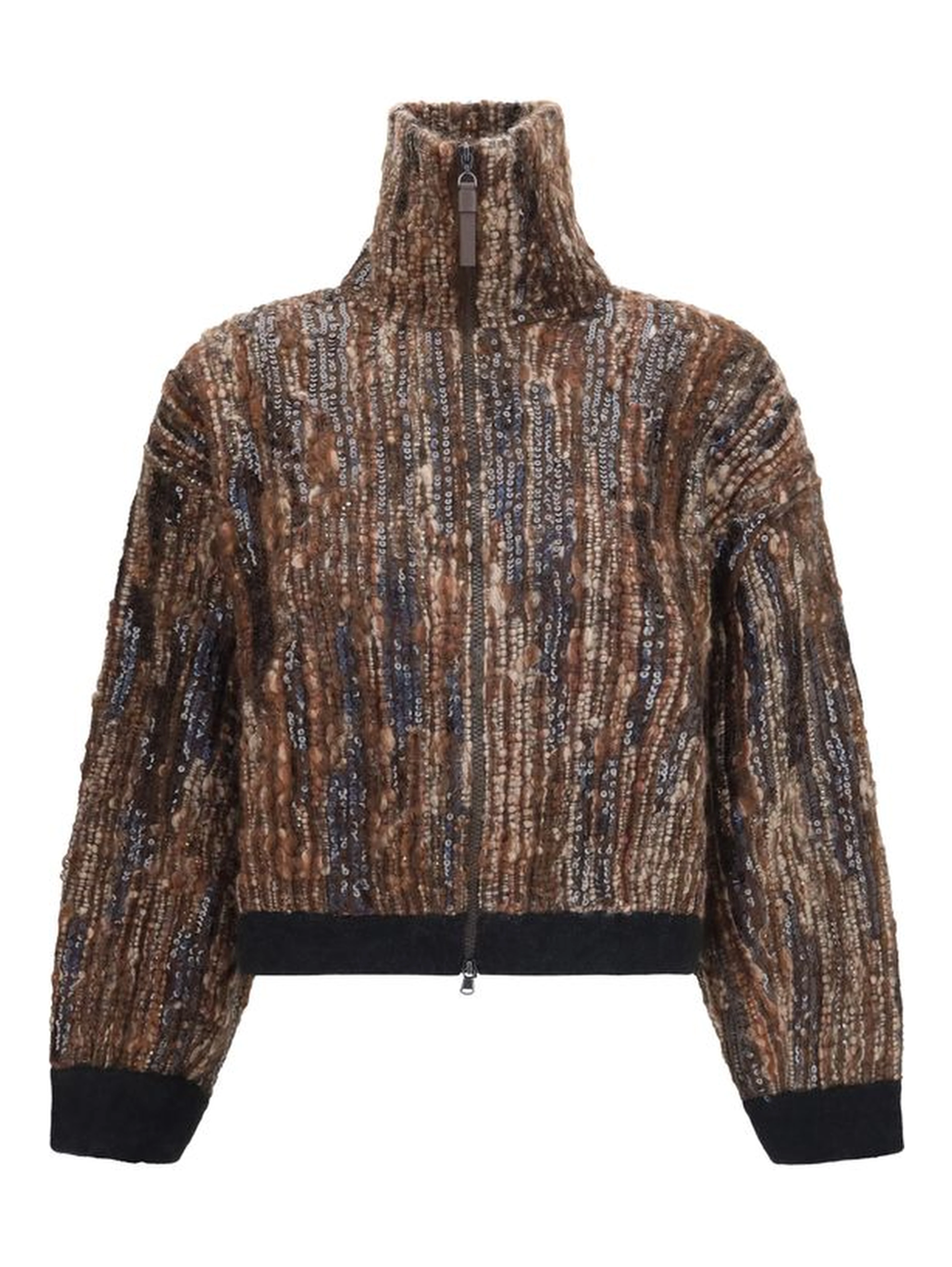 Brown Mohair Full-Length Jacket