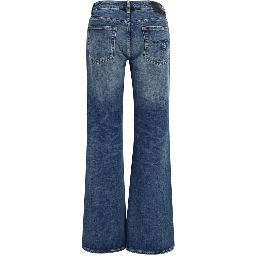 Blue Cotton Straight-Leg Jeans