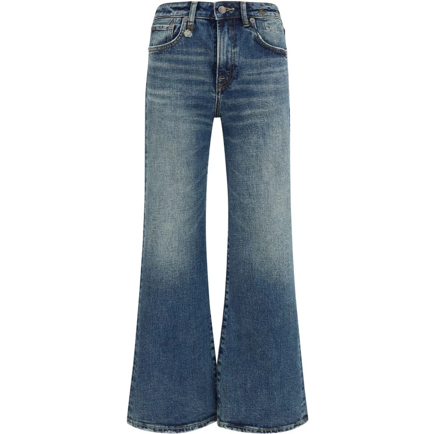Blue Cotton Flared Jeans
