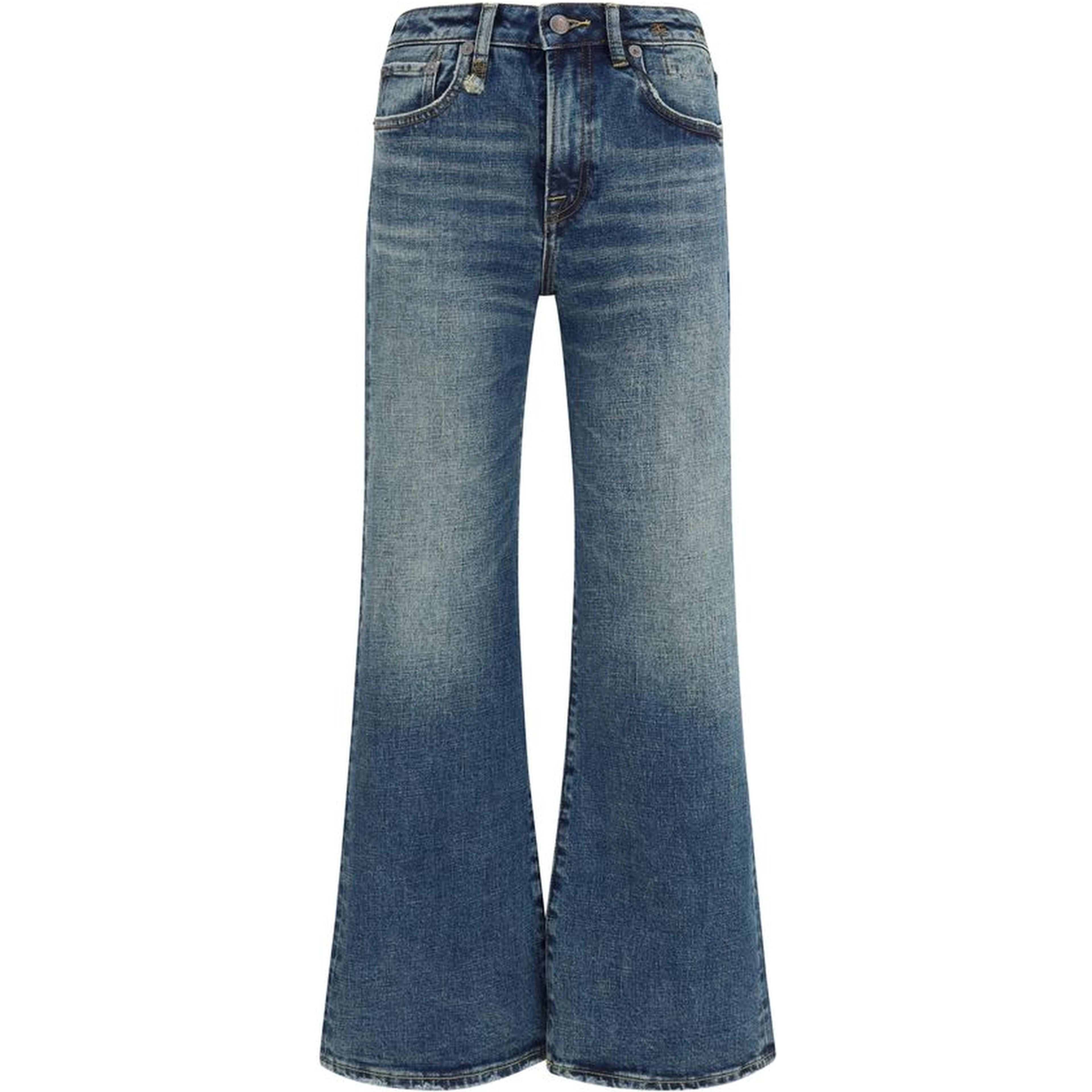 Blue Cotton Flared Jeans