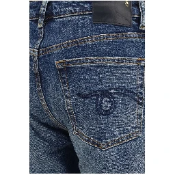 Blue Cotton Straight-Leg Jeans