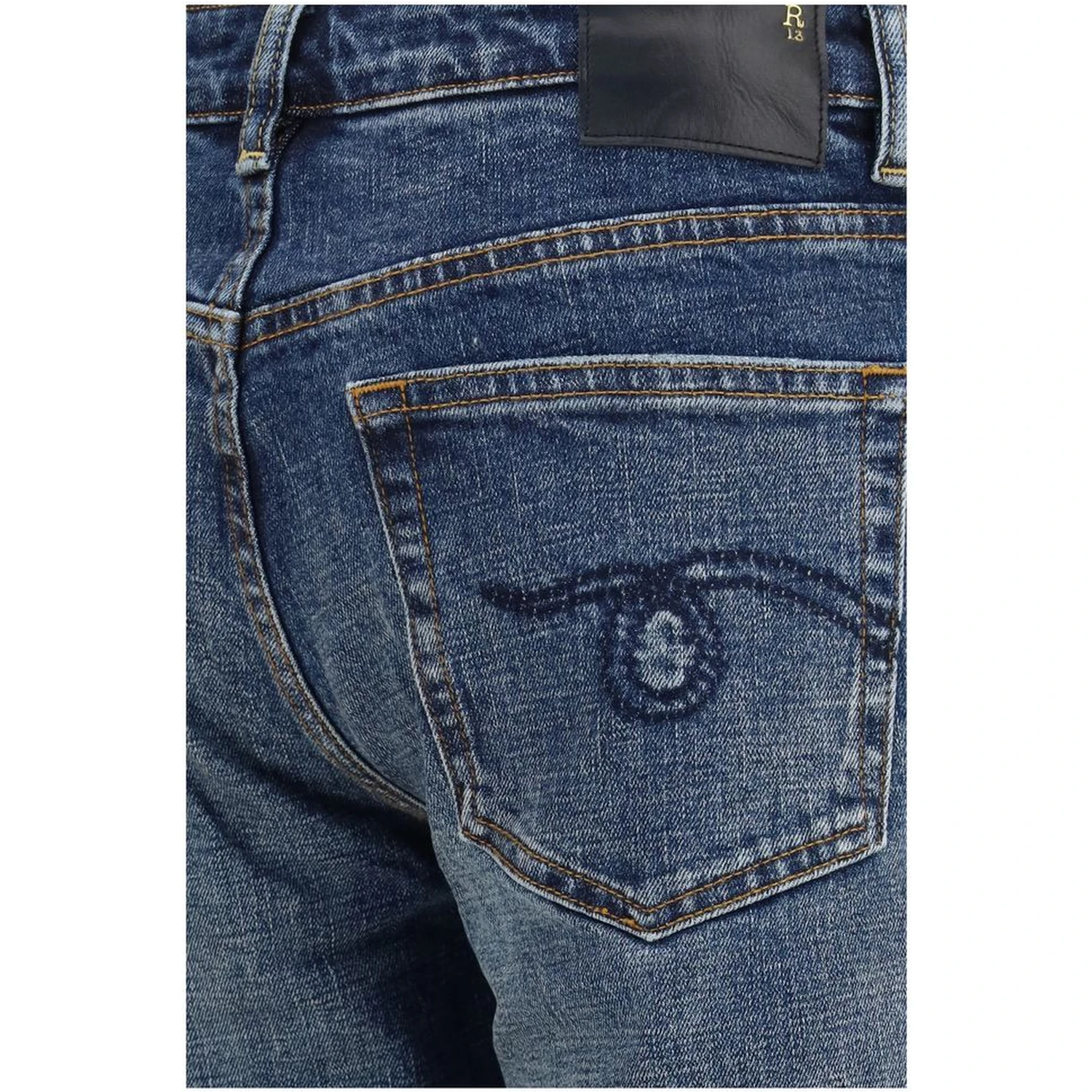 Blue Cotton Straight-Leg Jeans