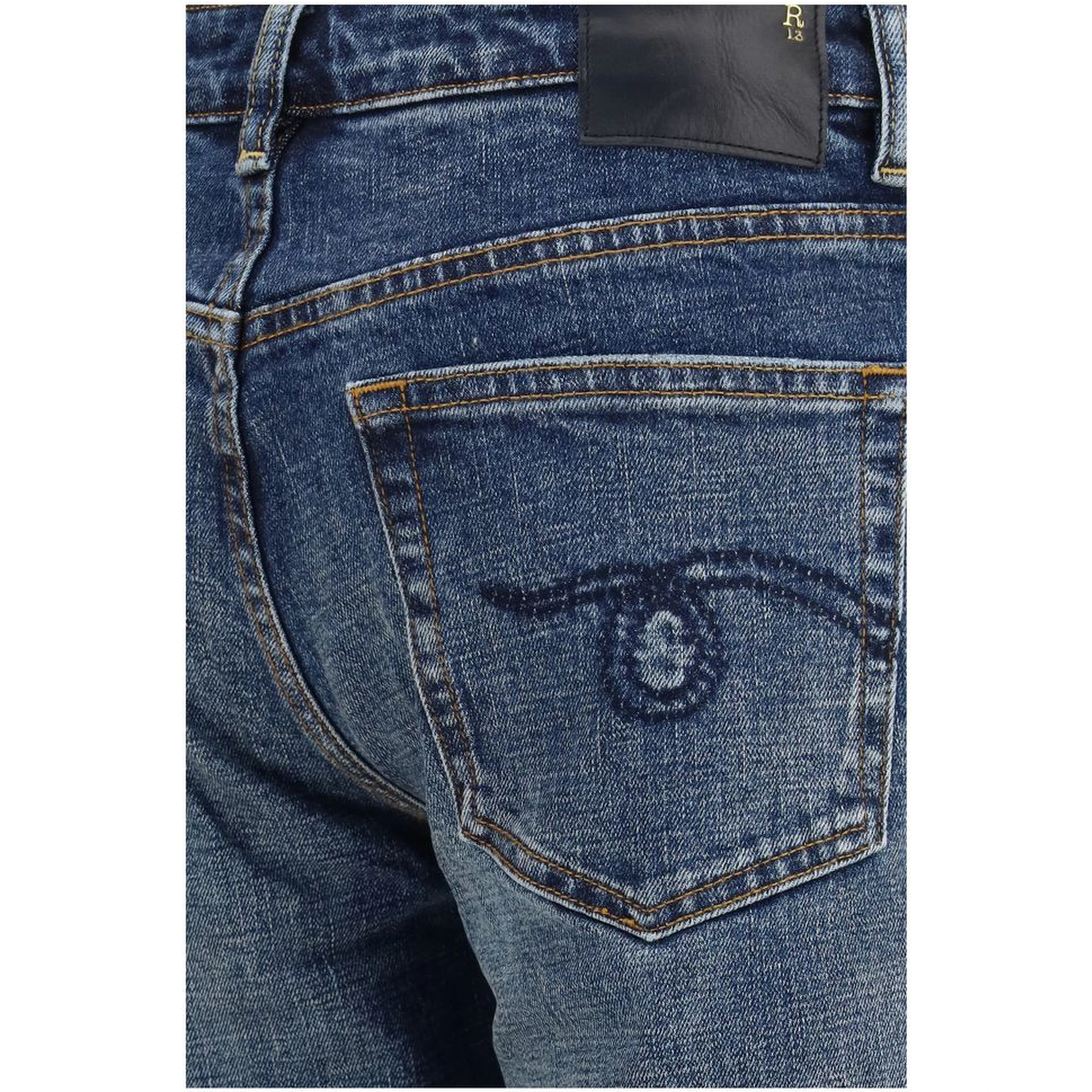 Blue Cotton Straight-Leg Jeans