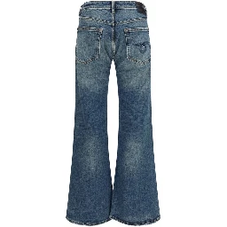 Blue Cotton Flared Jeans