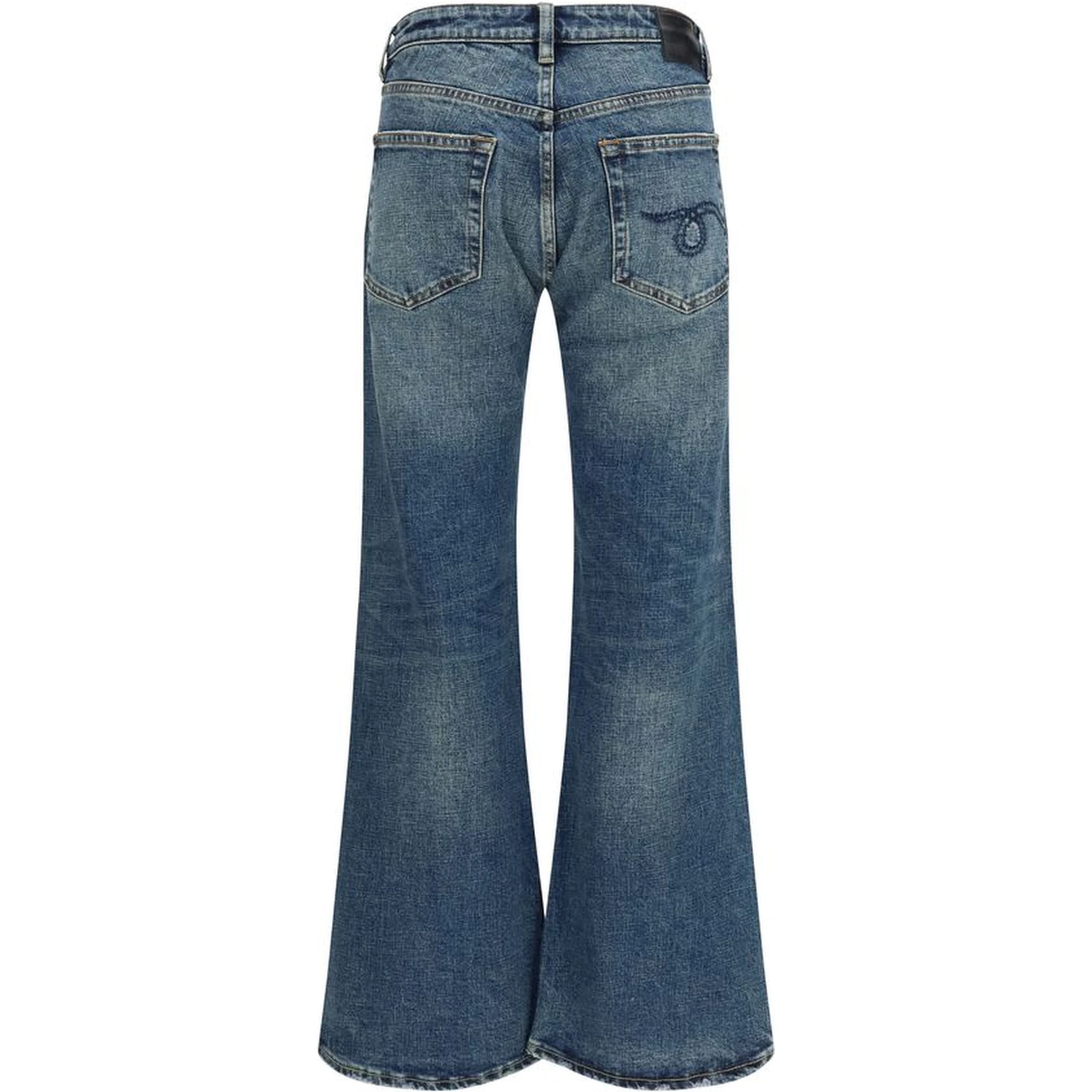 Blue Cotton Flared Jeans