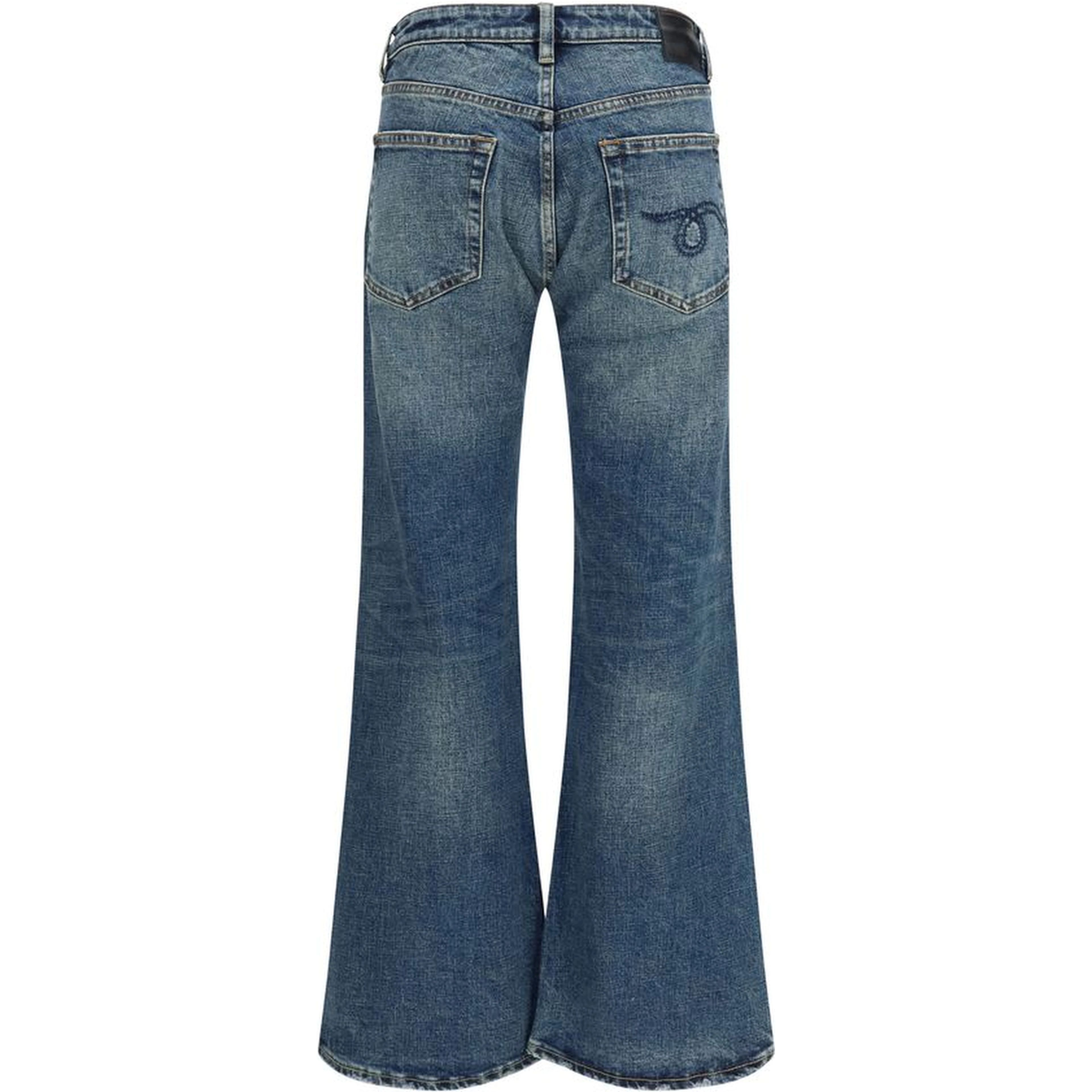 Blue Cotton Flared Jeans