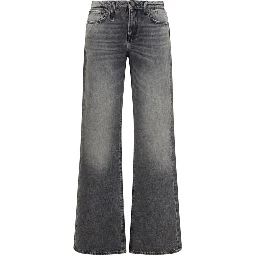 Gray Cotton Straight-Leg Jeans