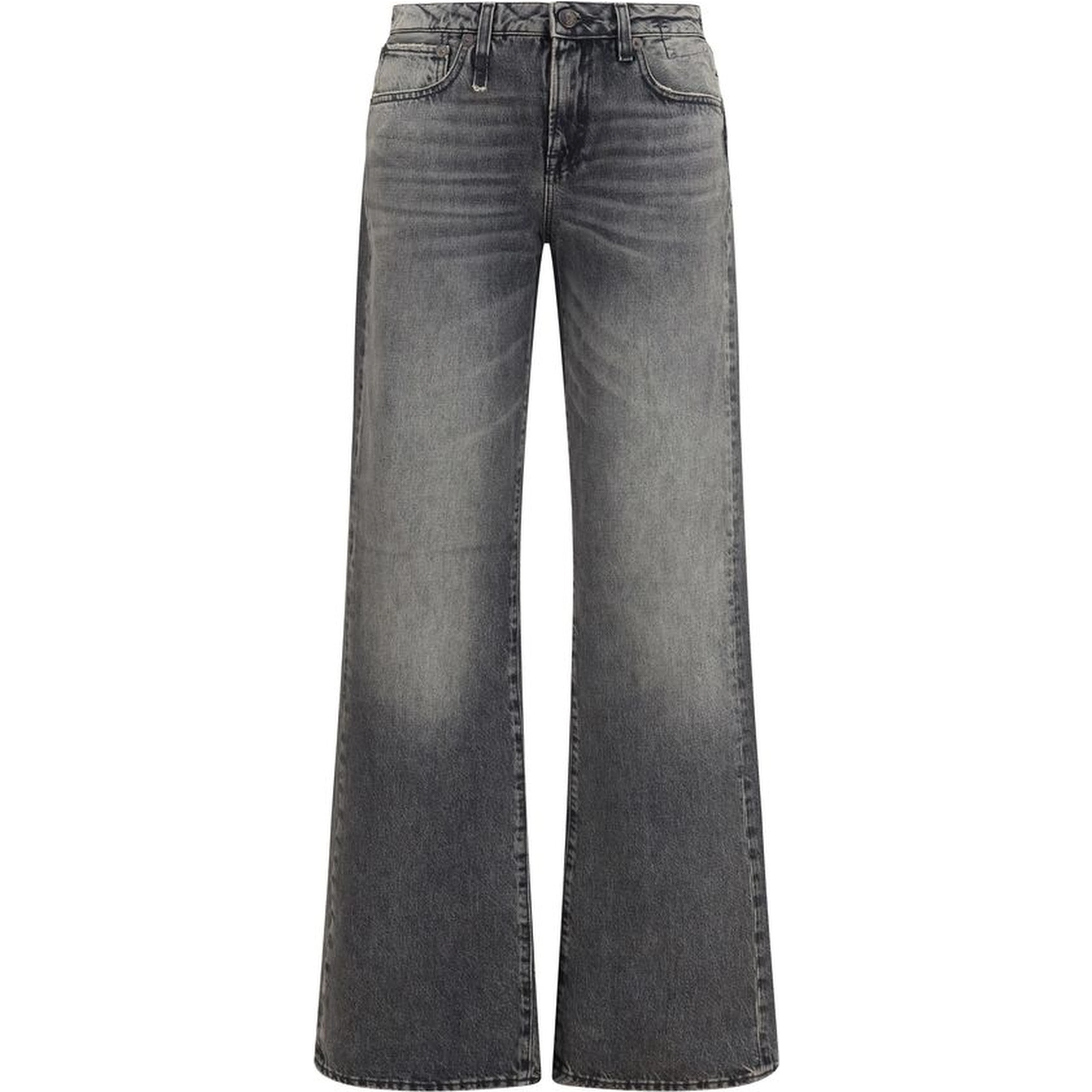 Gray Cotton Straight-Leg Jeans