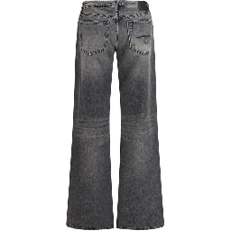 Gray Cotton Straight-Leg Jeans