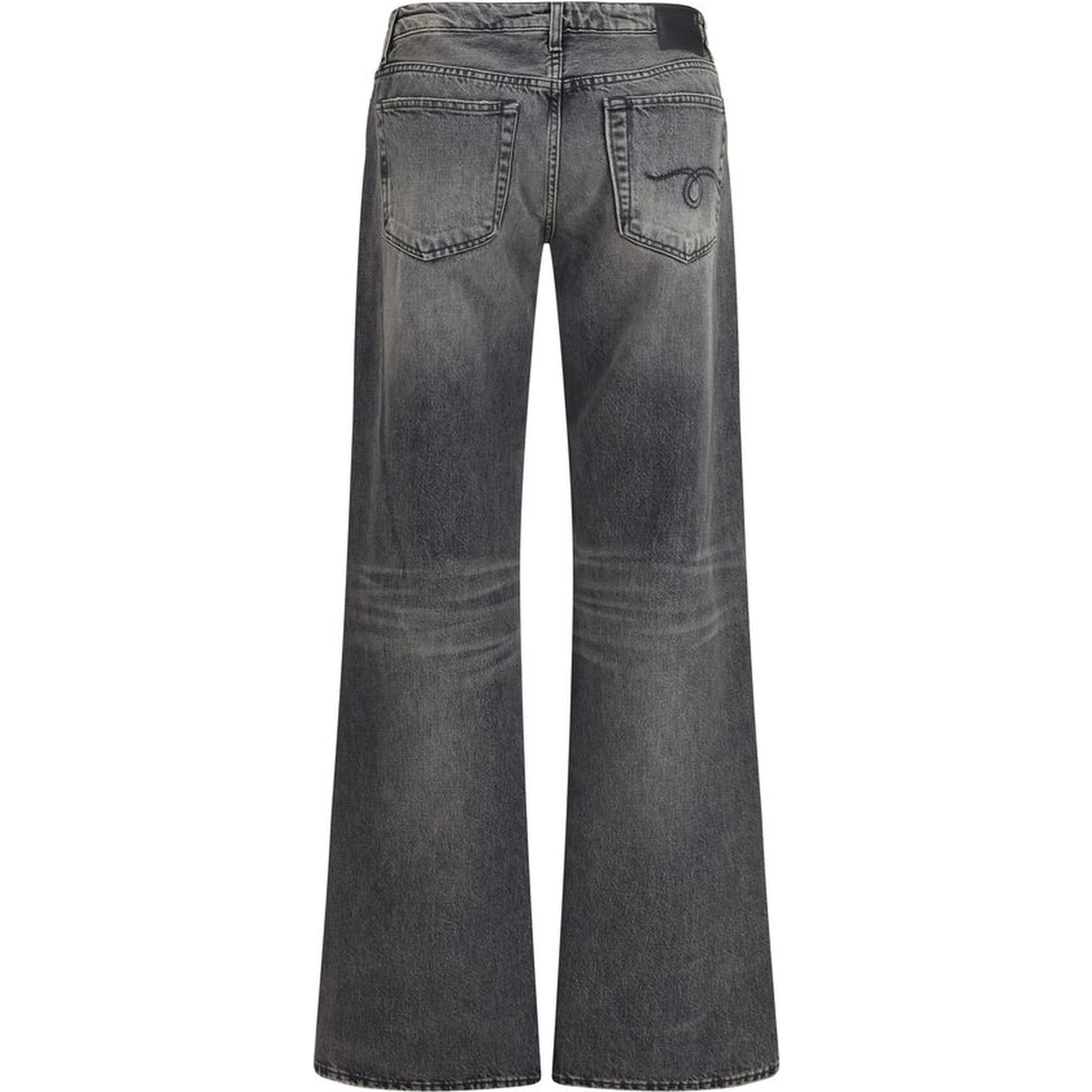 Gray Cotton Straight-Leg Jeans