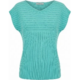 Light Blue Cotton Women Sweater