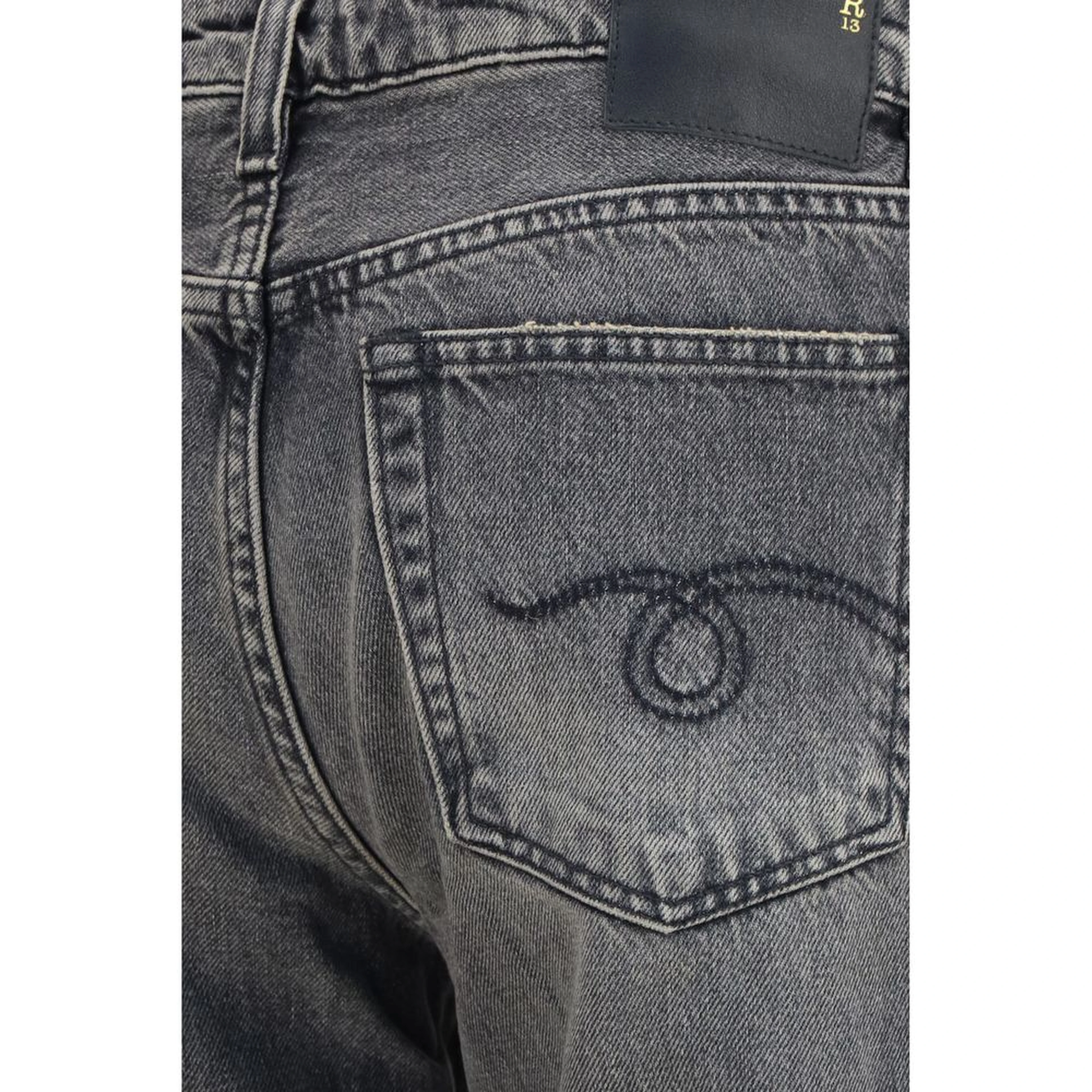 Gray Cotton Straight-Leg Jeans