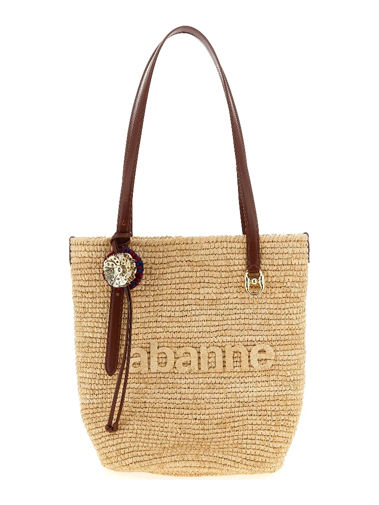 Beige Raffia Tote Bag