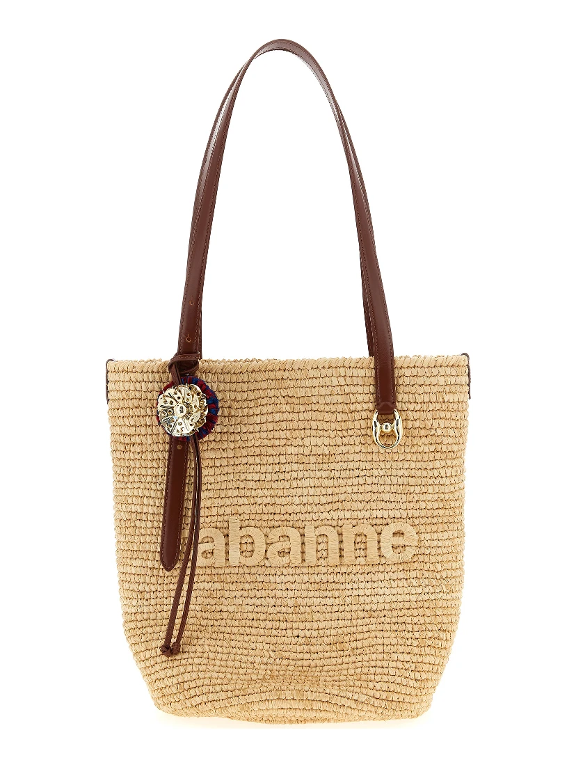 Beige Raffia Tote Bag