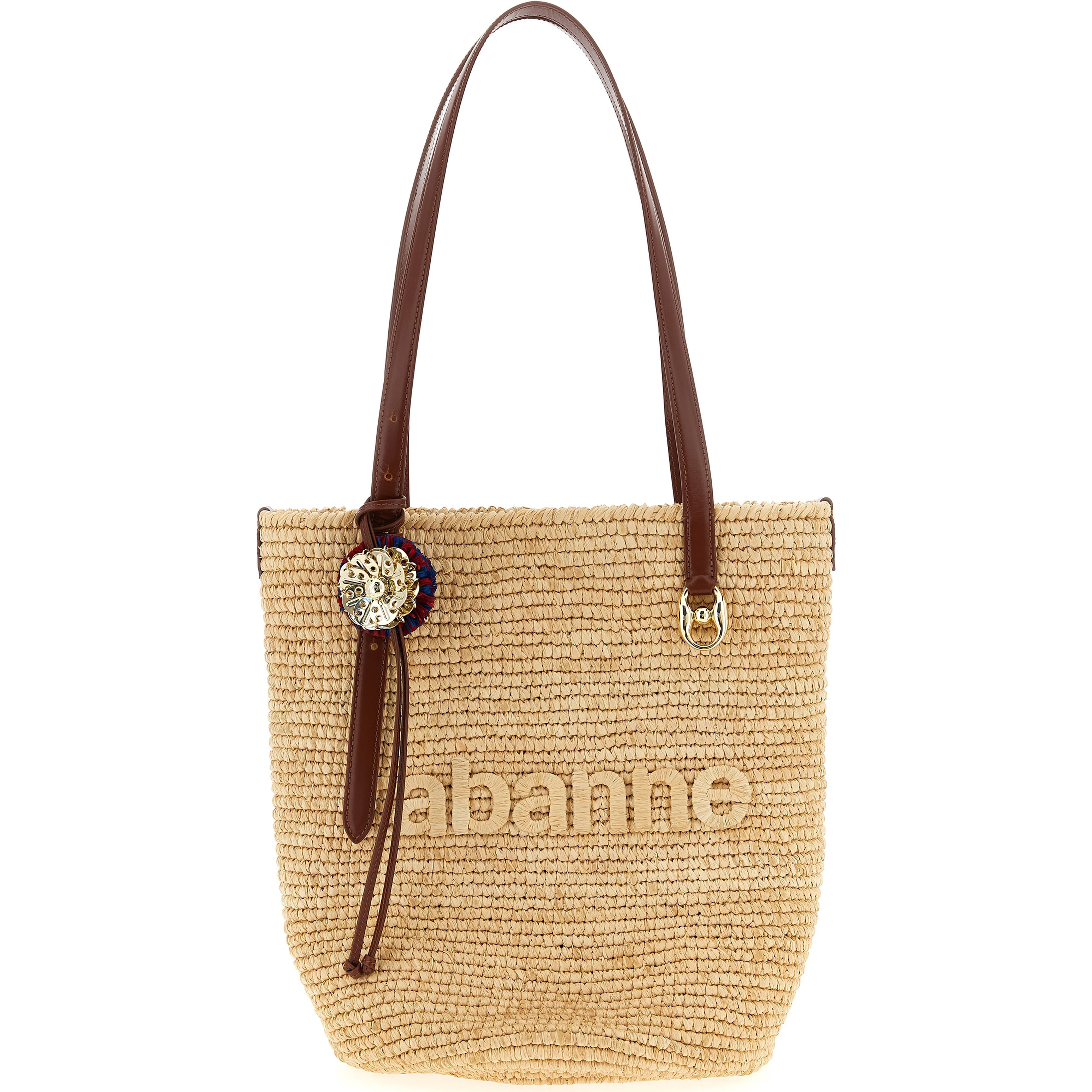 Beige Raffia Tote Bag
