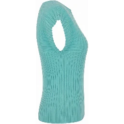 Light Blue Cotton Women Sweater