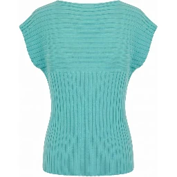 Light Blue Cotton Women Sweater