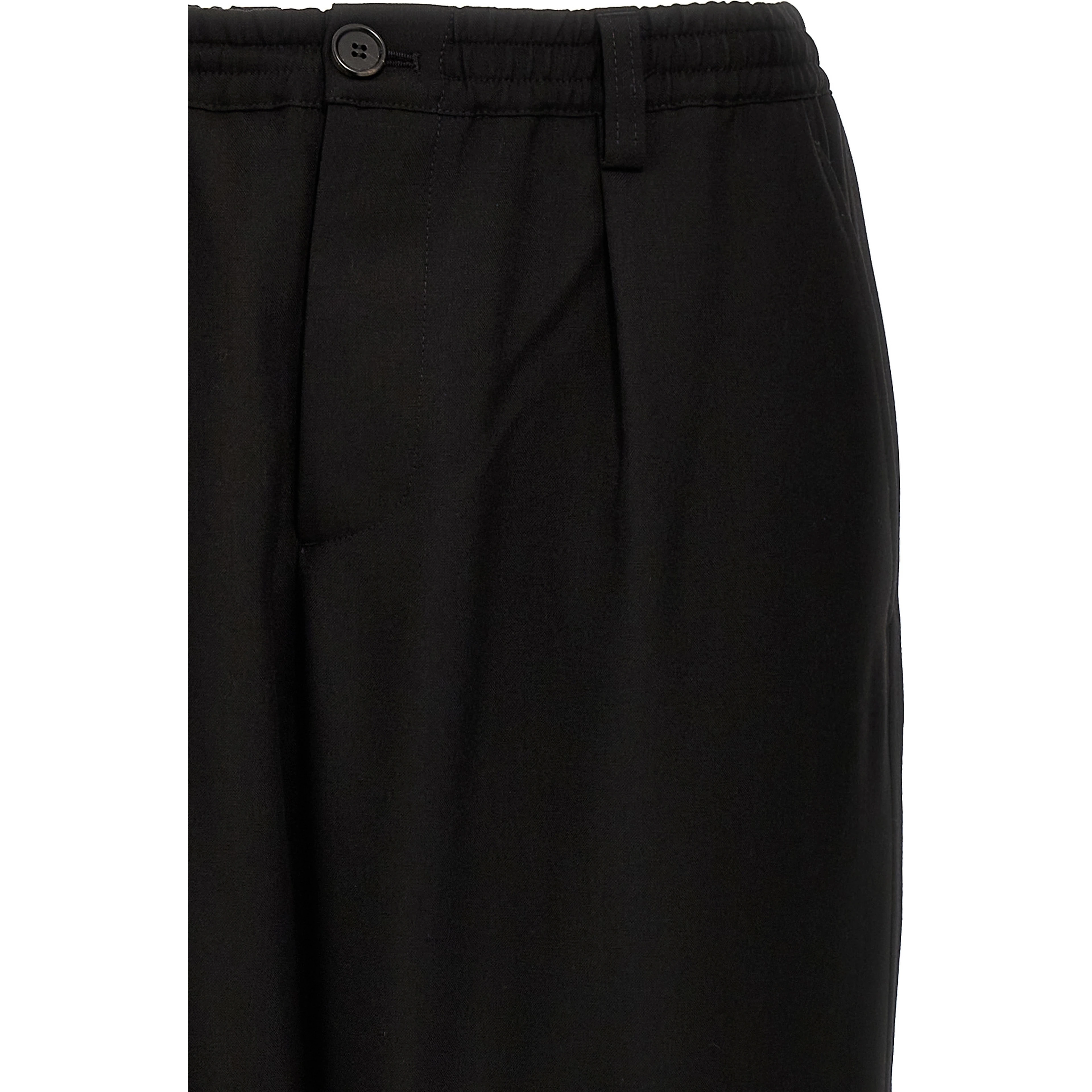 Black Virgin Wool Cropped Pants