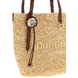 Beige Raffia Tote Bag
