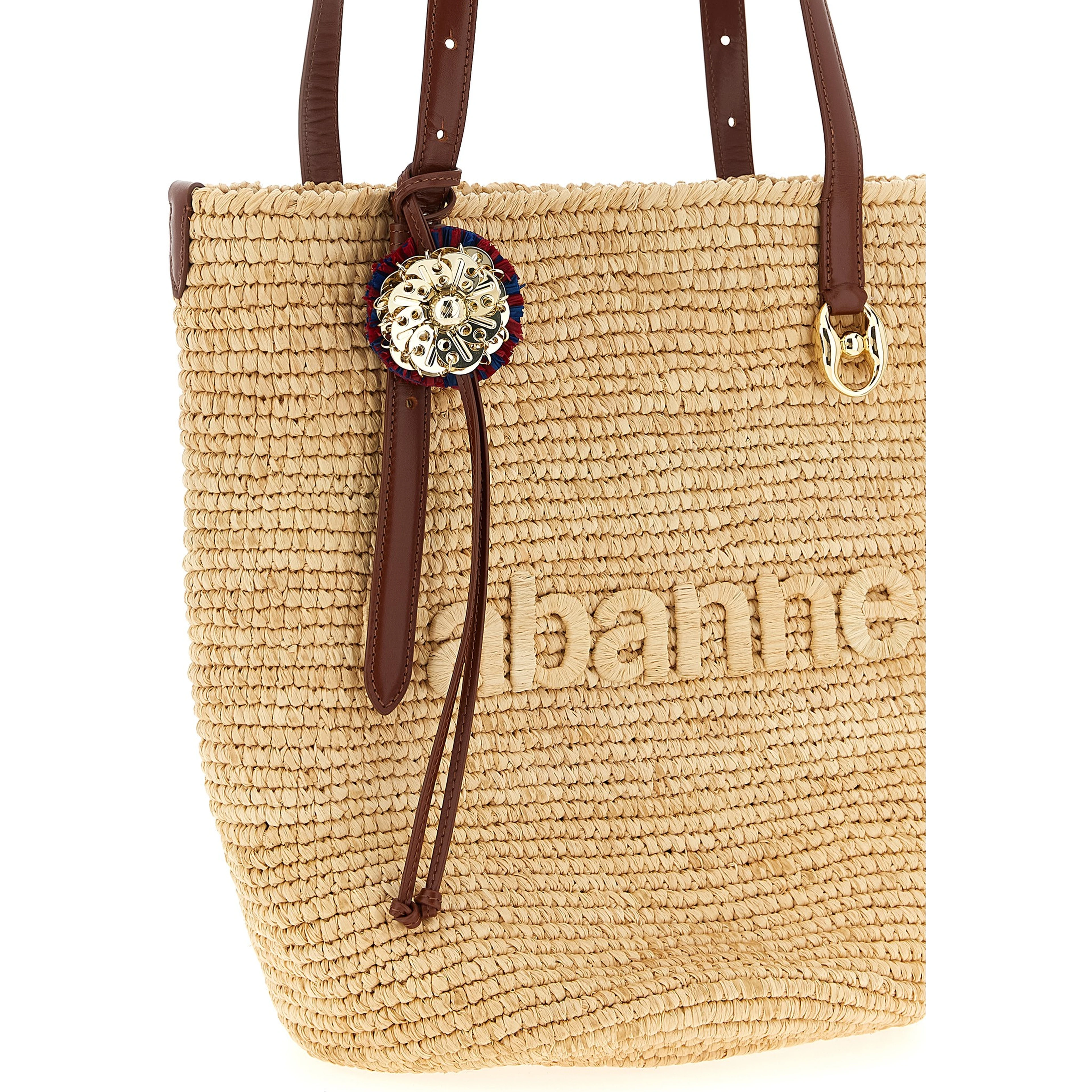 Beige Raffia Tote Bag