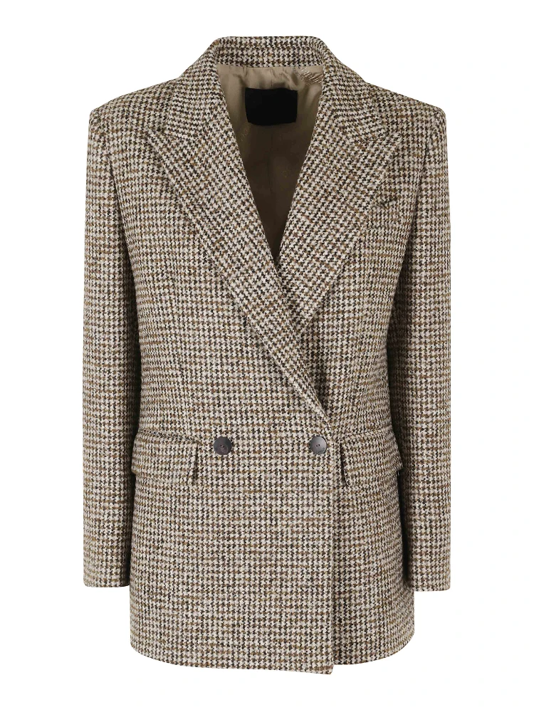 REGULAR FIT HOUNDSTOOTH BLOUCLE PEACOAT