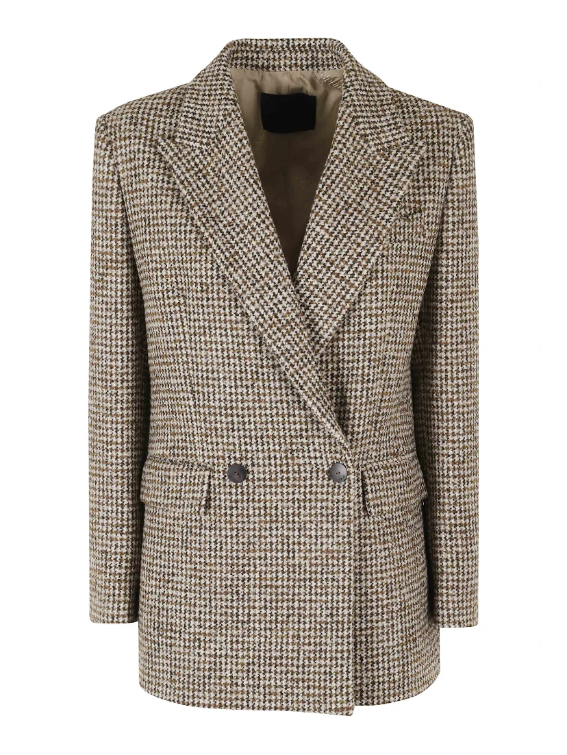 REGULAR FIT HOUNDSTOOTH BLOUCLE PEACOAT