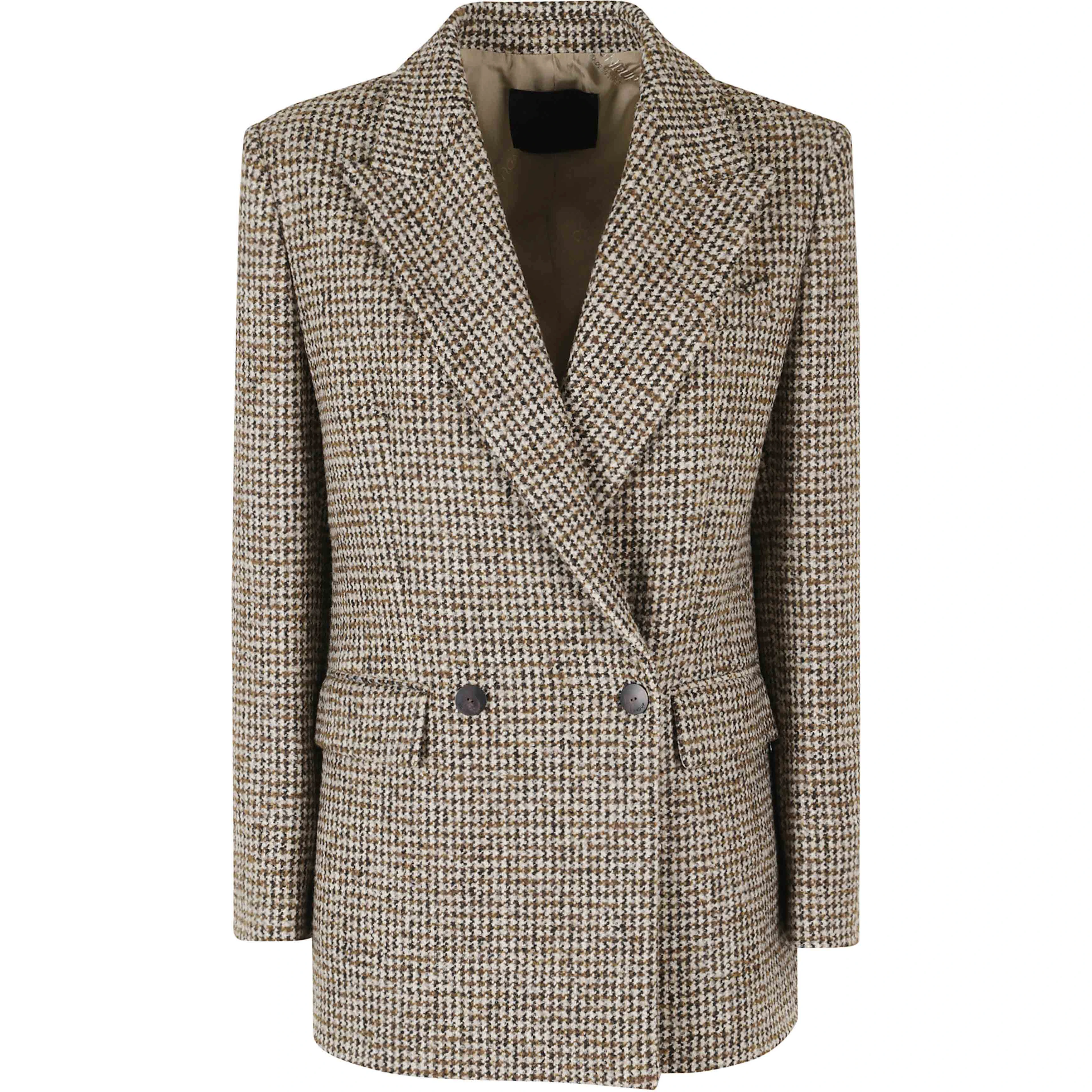 REGULAR FIT HOUNDSTOOTH BLOUCLE PEACOAT