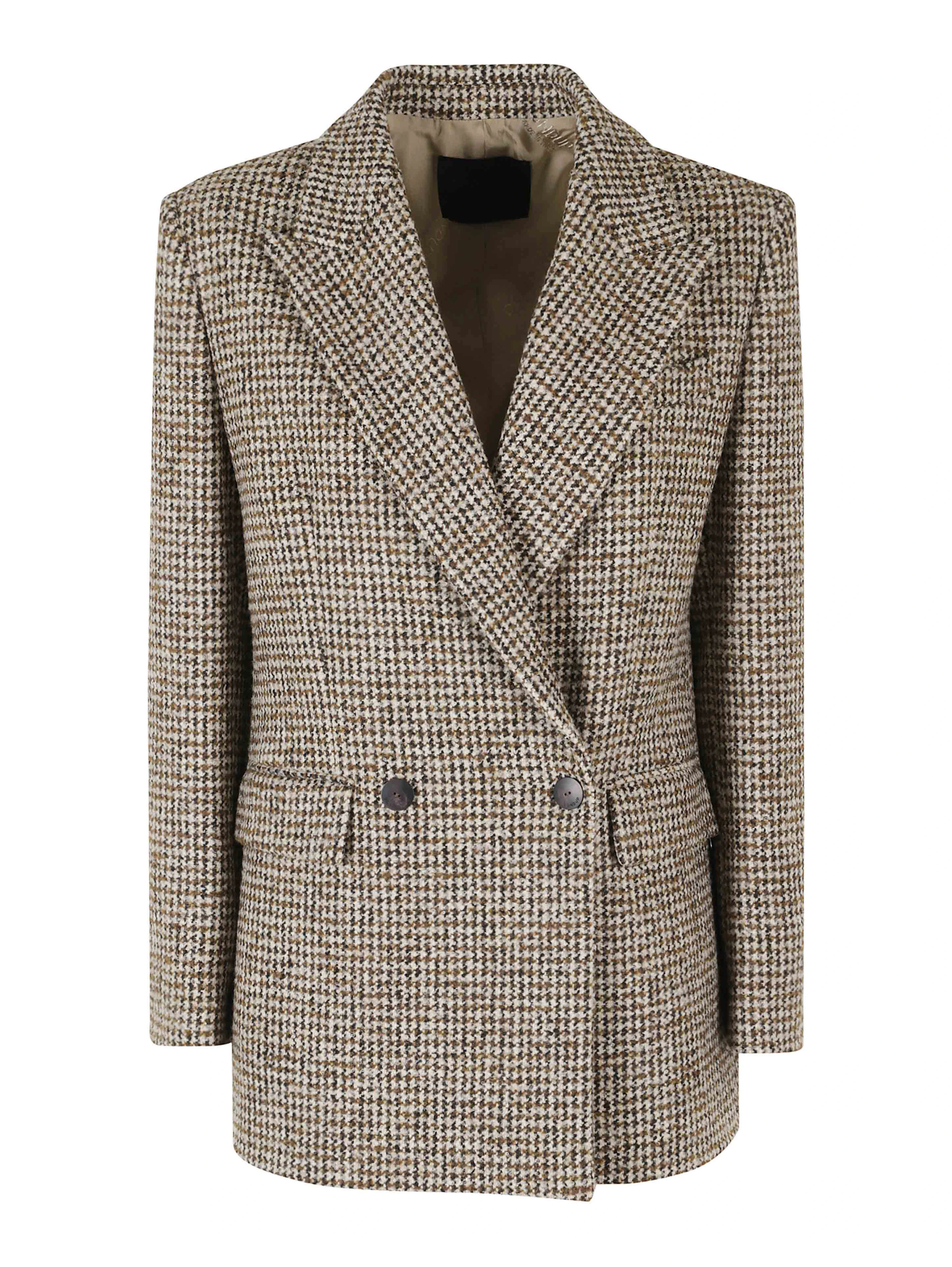 REGULAR FIT HOUNDSTOOTH BLOUCLE PEACOAT
