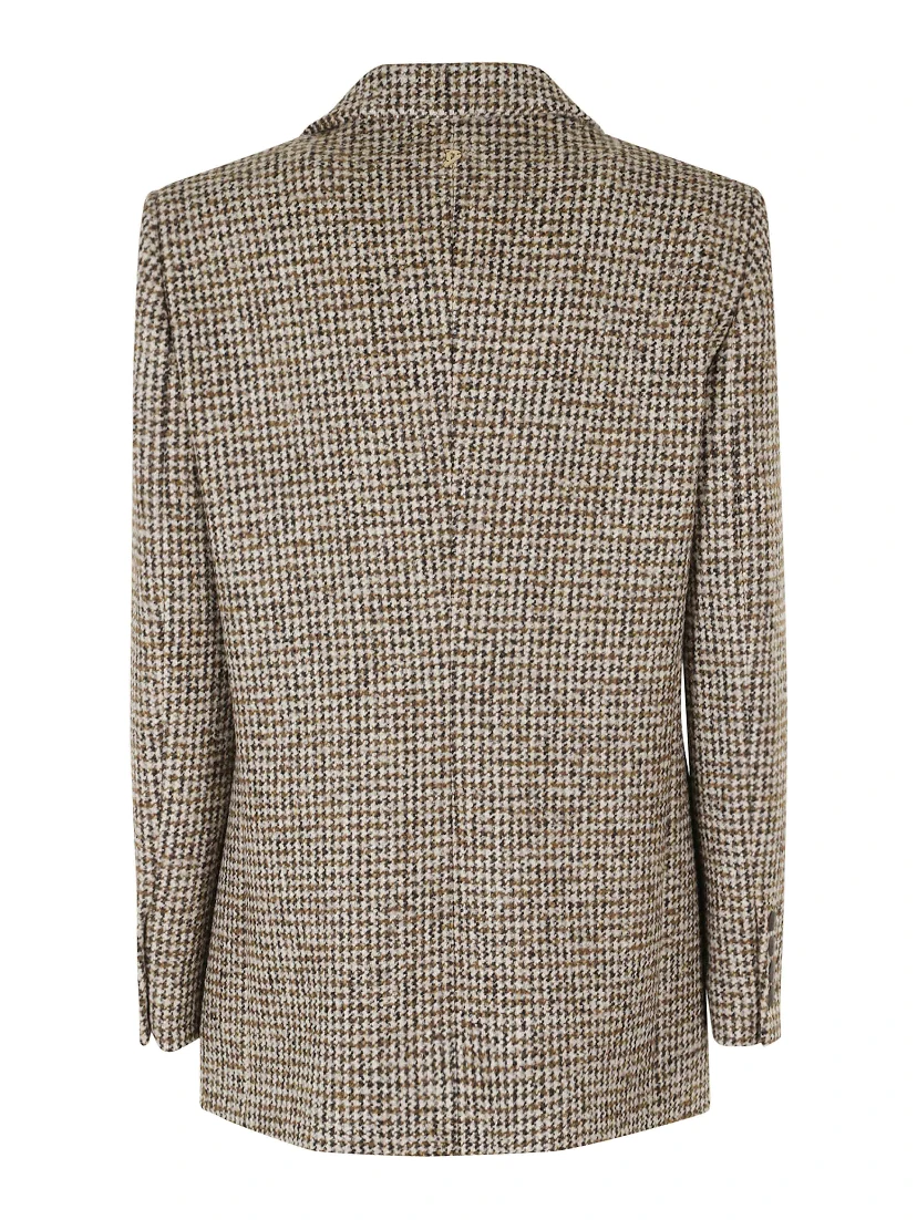 REGULAR FIT HOUNDSTOOTH BLOUCLE PEACOAT
