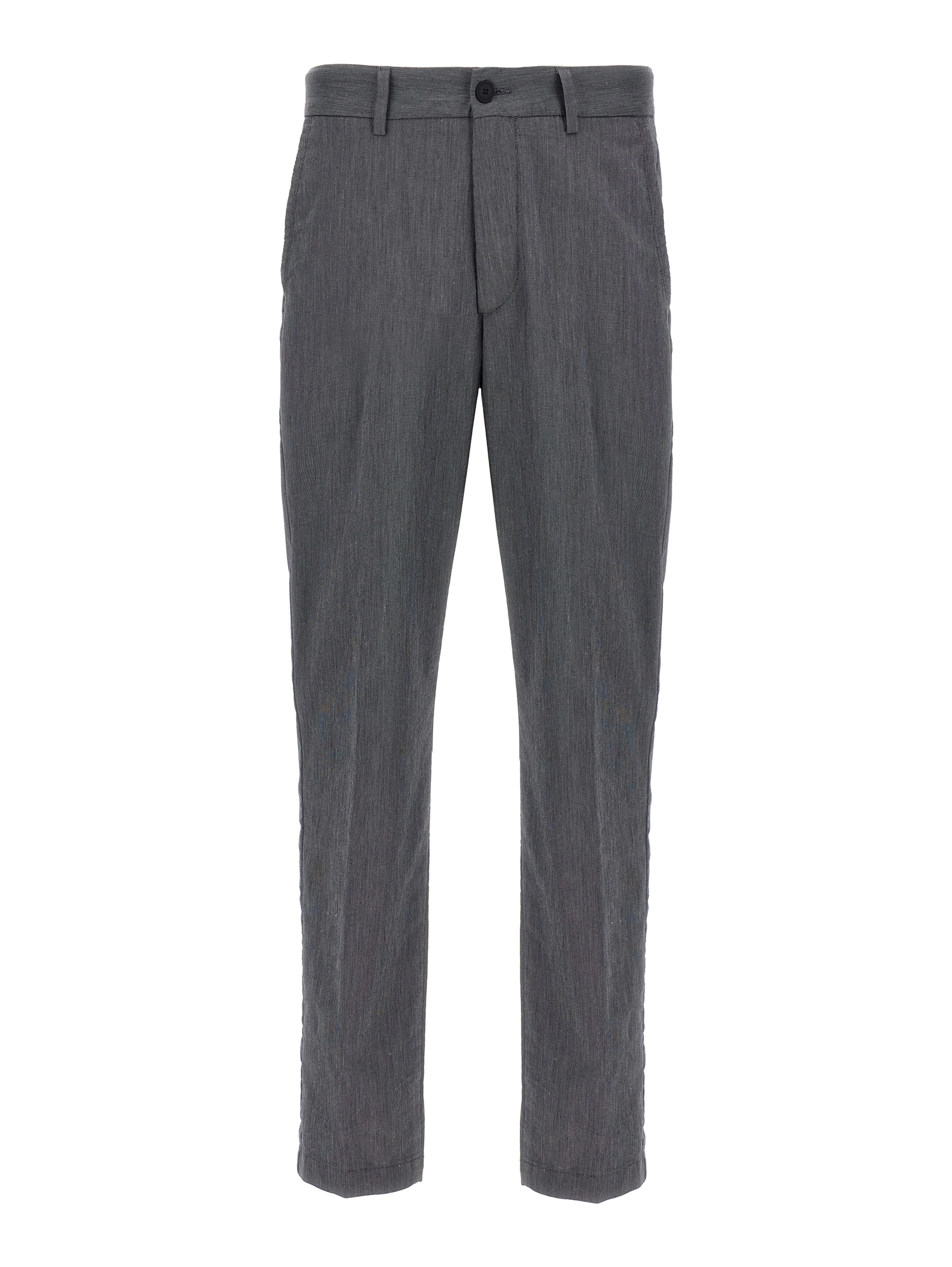 Blue Cotton Casual Pants