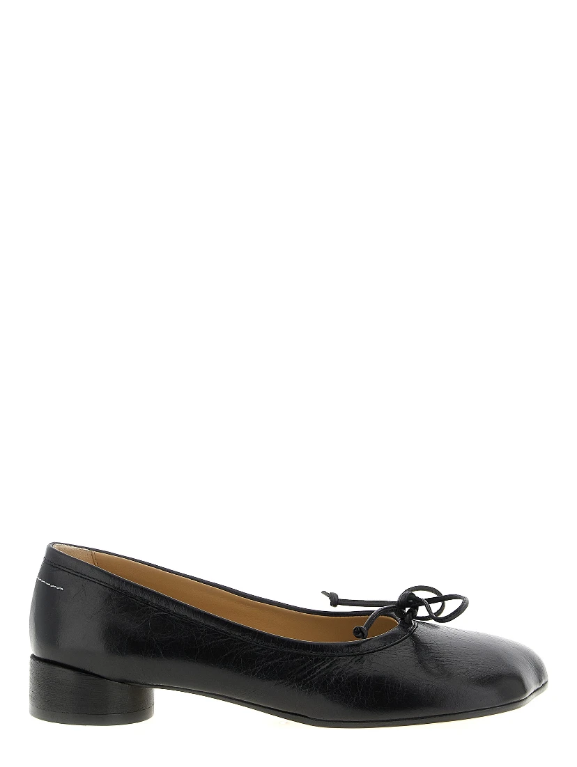 Black Calfskin Mid Heel Pumps