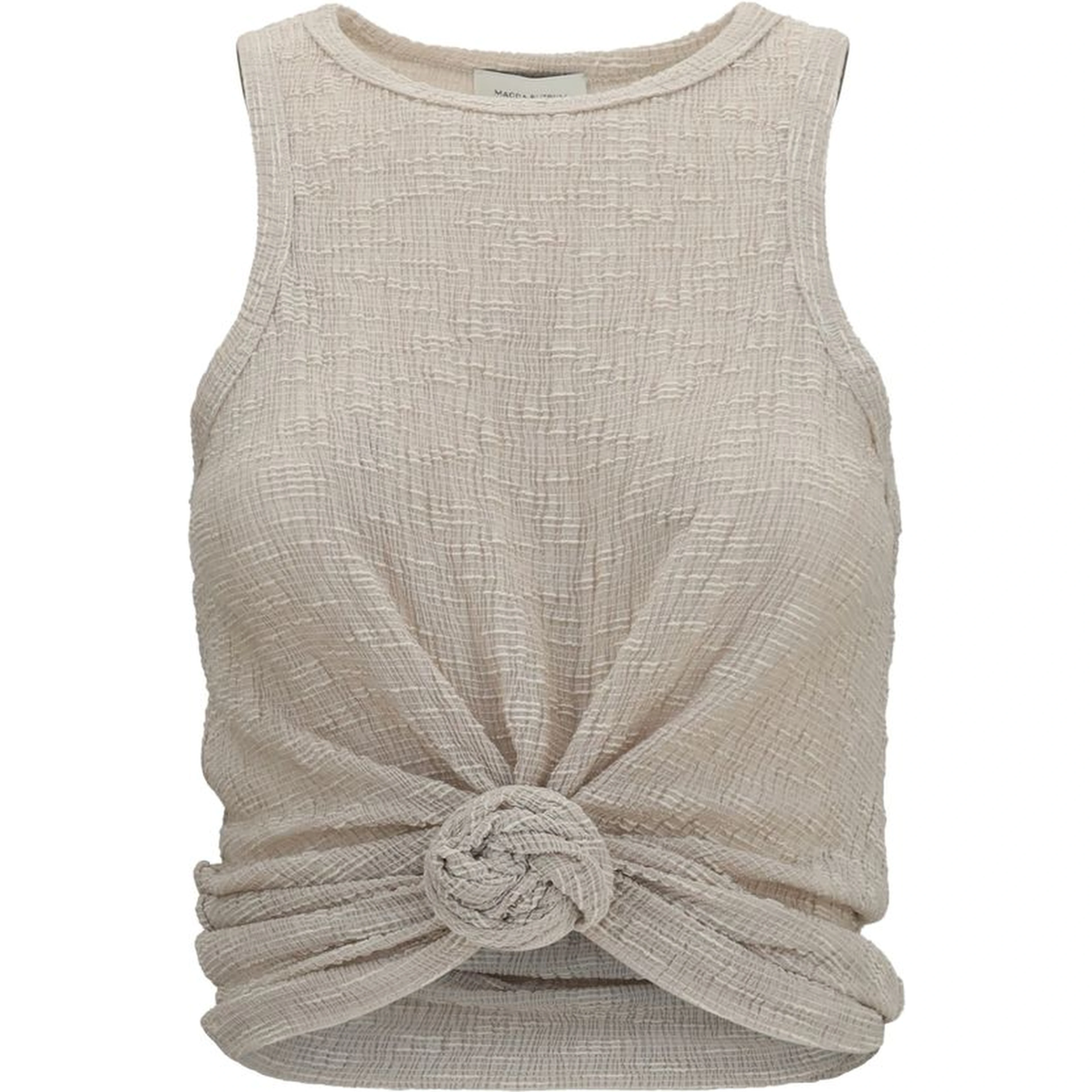 Beige Lyocell Sleeveles T-Shirt