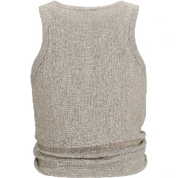 Beige Lyocell Sleeveles T-Shirt