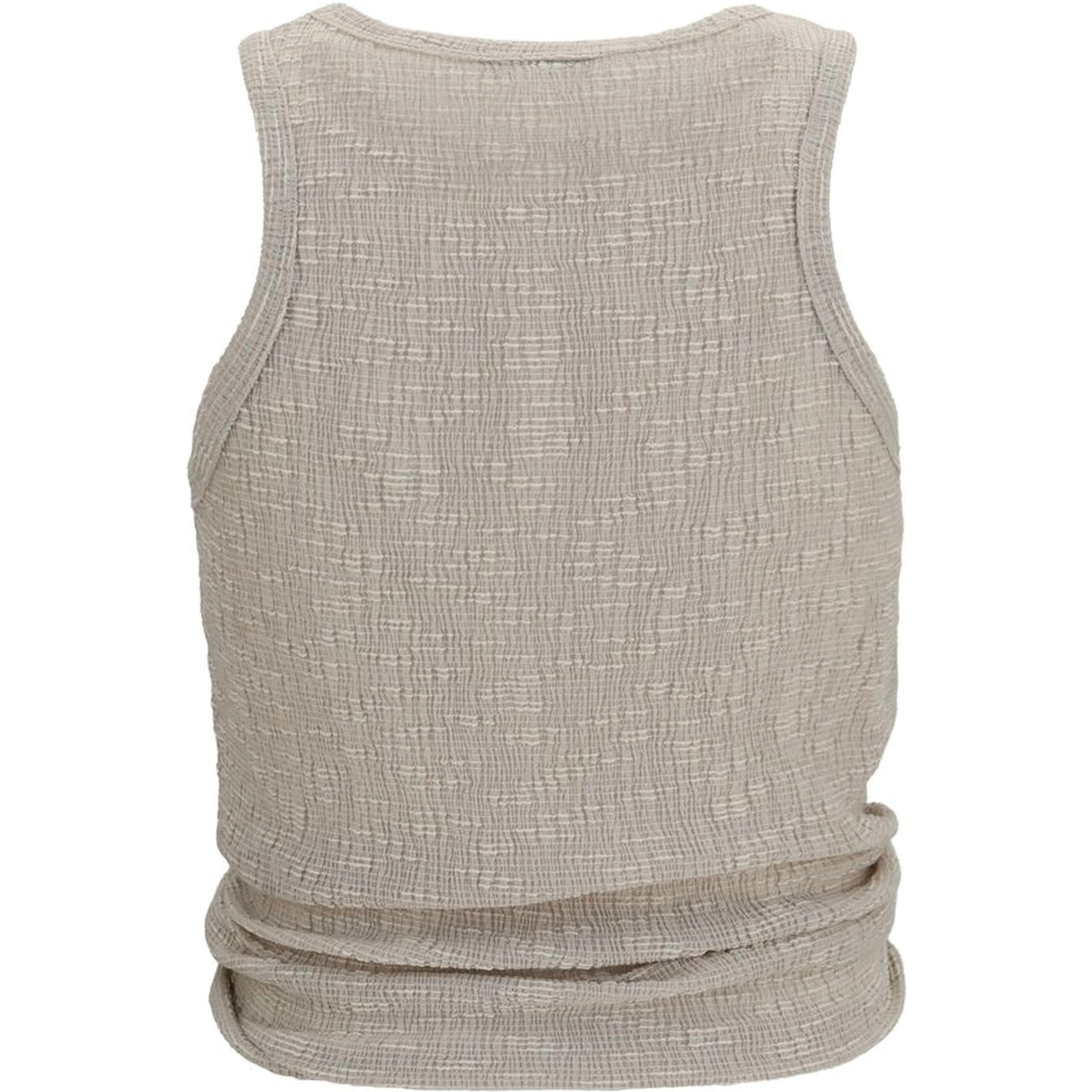 Beige Lyocell Sleeveles T-Shirt
