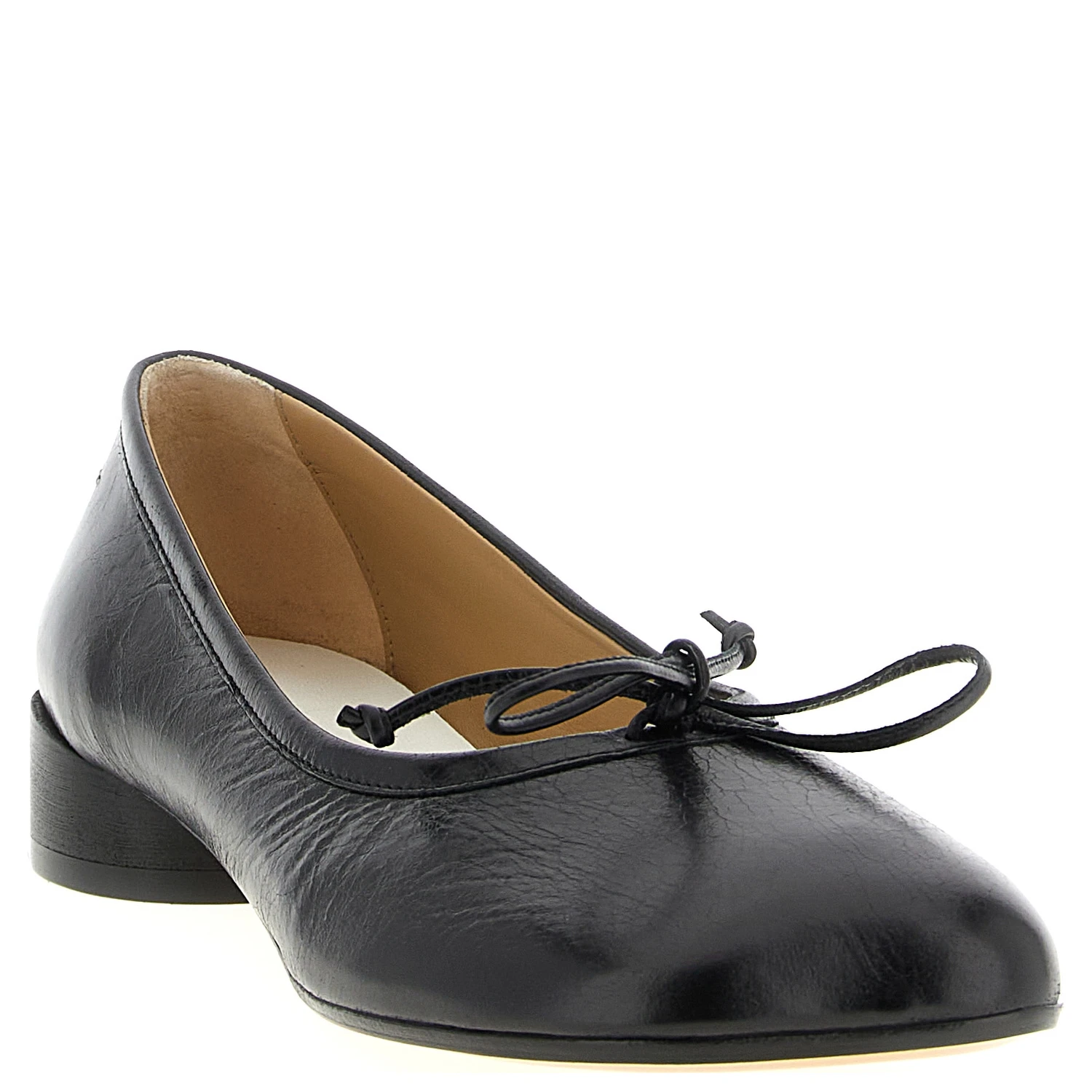 Black Calfskin Mid Heel Pumps